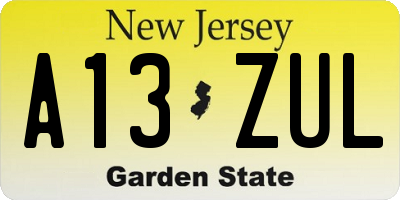 NJ license plate A13ZUL