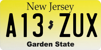 NJ license plate A13ZUX