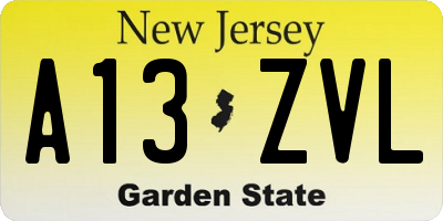NJ license plate A13ZVL