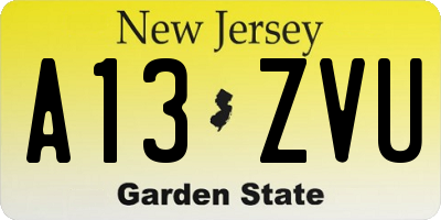 NJ license plate A13ZVU