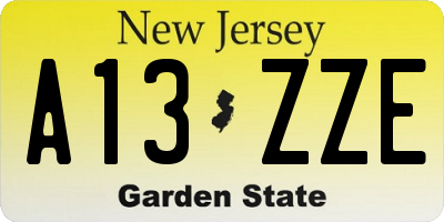 NJ license plate A13ZZE