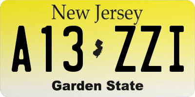 NJ license plate A13ZZI