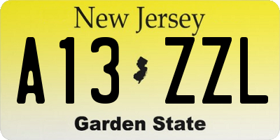 NJ license plate A13ZZL