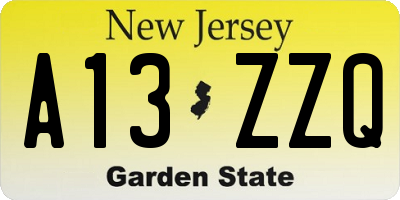 NJ license plate A13ZZQ