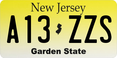NJ license plate A13ZZS