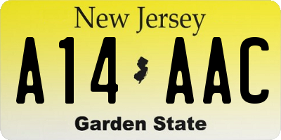 NJ license plate A14AAC