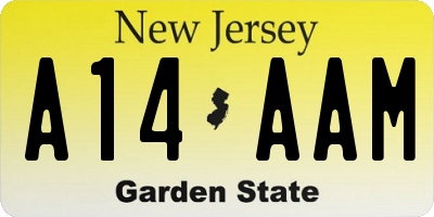 NJ license plate A14AAM