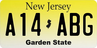 NJ license plate A14ABG