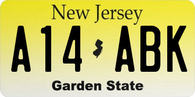NJ license plate A14ABK