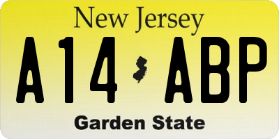 NJ license plate A14ABP