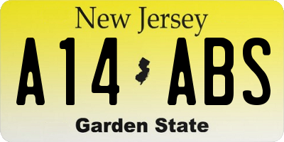 NJ license plate A14ABS