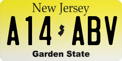 NJ license plate A14ABV