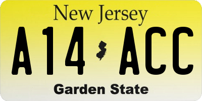NJ license plate A14ACC