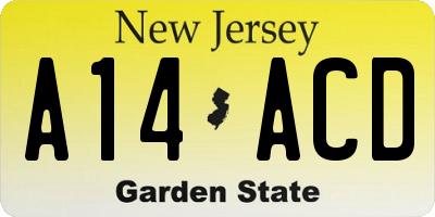 NJ license plate A14ACD