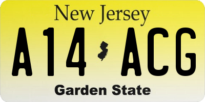 NJ license plate A14ACG