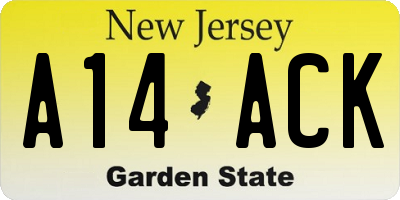 NJ license plate A14ACK