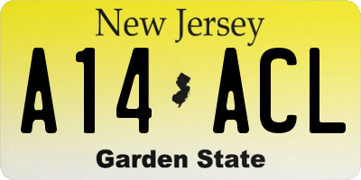 NJ license plate A14ACL