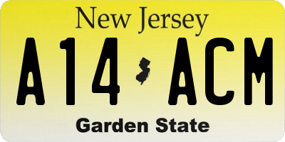 NJ license plate A14ACM