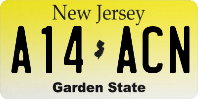 NJ license plate A14ACN