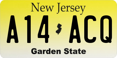 NJ license plate A14ACQ
