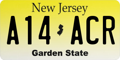 NJ license plate A14ACR