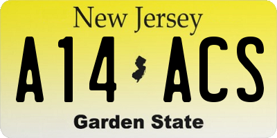 NJ license plate A14ACS