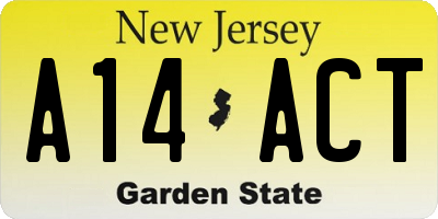 NJ license plate A14ACT
