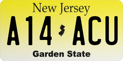 NJ license plate A14ACU
