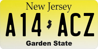 NJ license plate A14ACZ