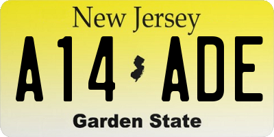 NJ license plate A14ADE