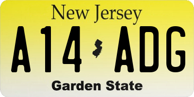 NJ license plate A14ADG