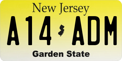 NJ license plate A14ADM
