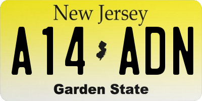 NJ license plate A14ADN