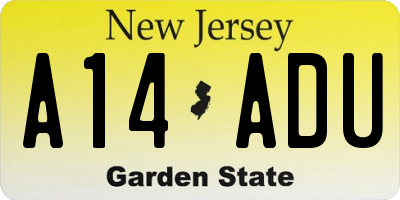 NJ license plate A14ADU