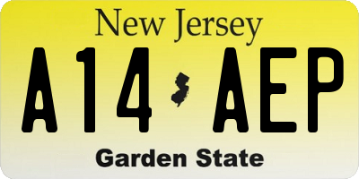 NJ license plate A14AEP