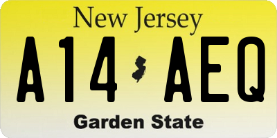 NJ license plate A14AEQ