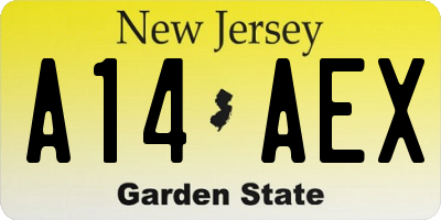 NJ license plate A14AEX