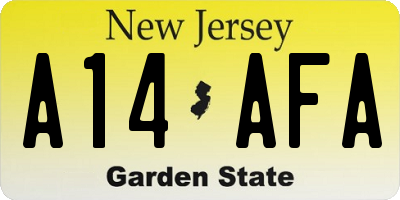 NJ license plate A14AFA
