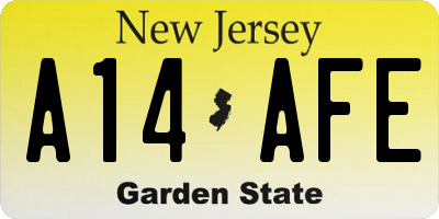 NJ license plate A14AFE