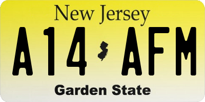 NJ license plate A14AFM