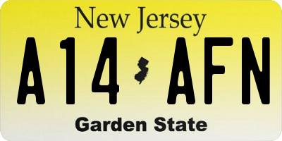 NJ license plate A14AFN