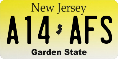 NJ license plate A14AFS