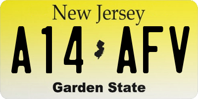 NJ license plate A14AFV