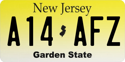 NJ license plate A14AFZ