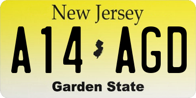 NJ license plate A14AGD