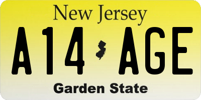 NJ license plate A14AGE