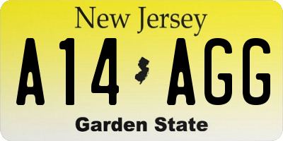 NJ license plate A14AGG