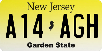 NJ license plate A14AGH