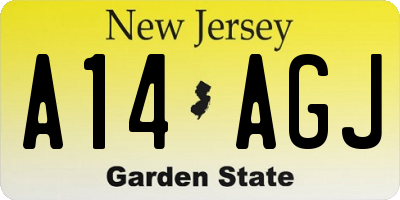 NJ license plate A14AGJ