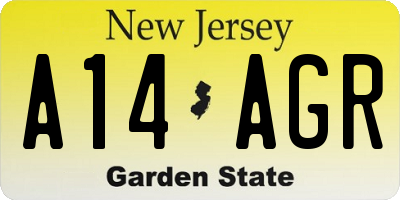 NJ license plate A14AGR